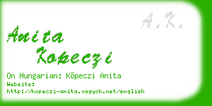 anita kopeczi business card